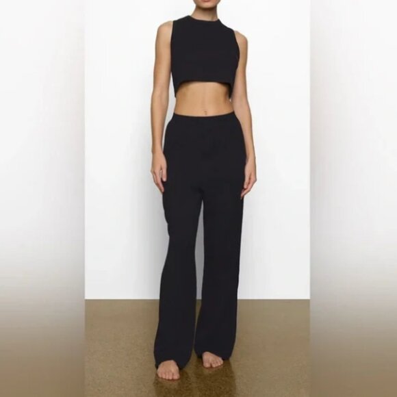 SKIMS Boyfriend Loose Pants Womens Medium Onyx Black Stretch Casual NWT NEW - Picture 1 of 13